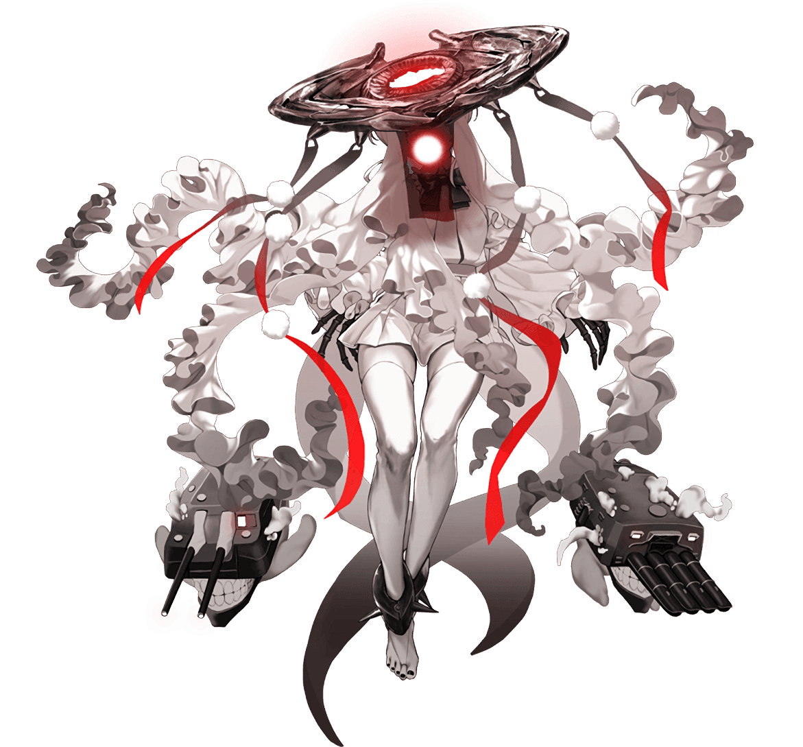 Safebooru 1girl Abyssal Ship Black Nails Dress Frilled Sleeves Frills Full Body Glowing